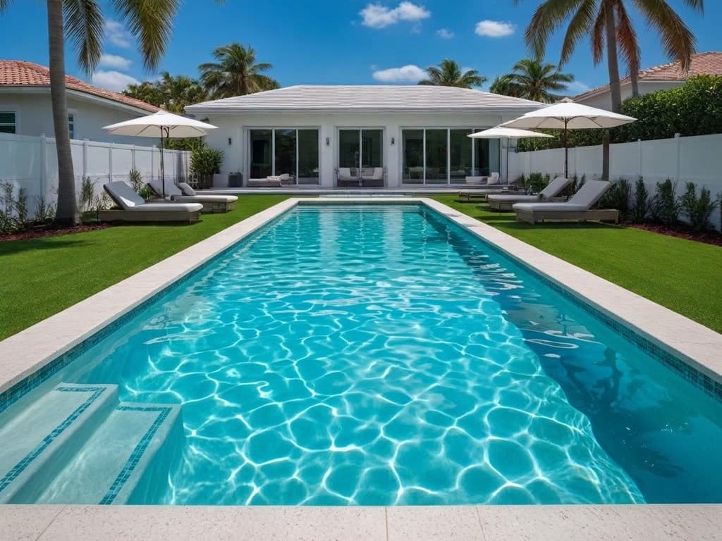 Illustration: the same backyard pool clean, clear, and sparkling blue
